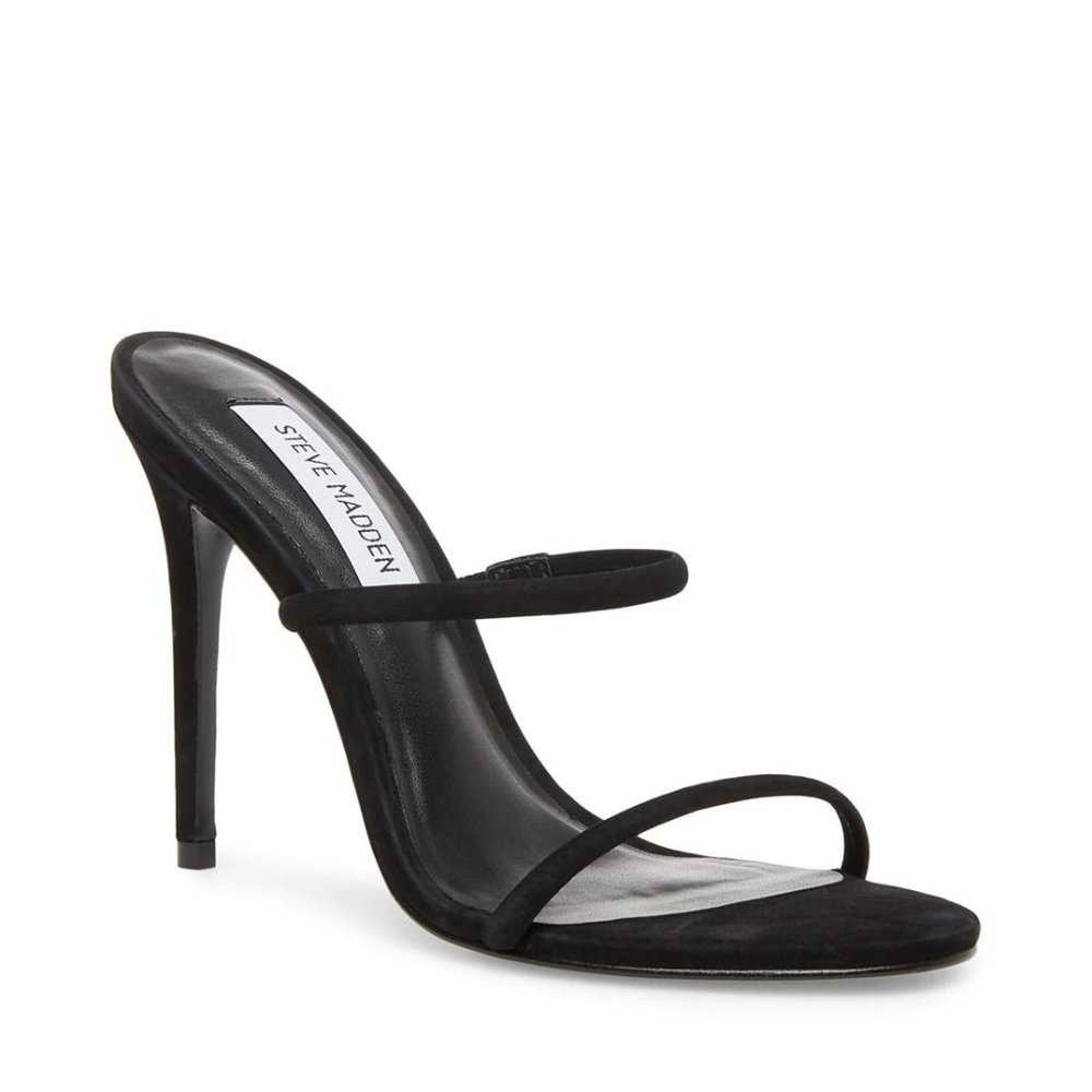 Steve Madden Black Suede Strappy Stiletto Heels